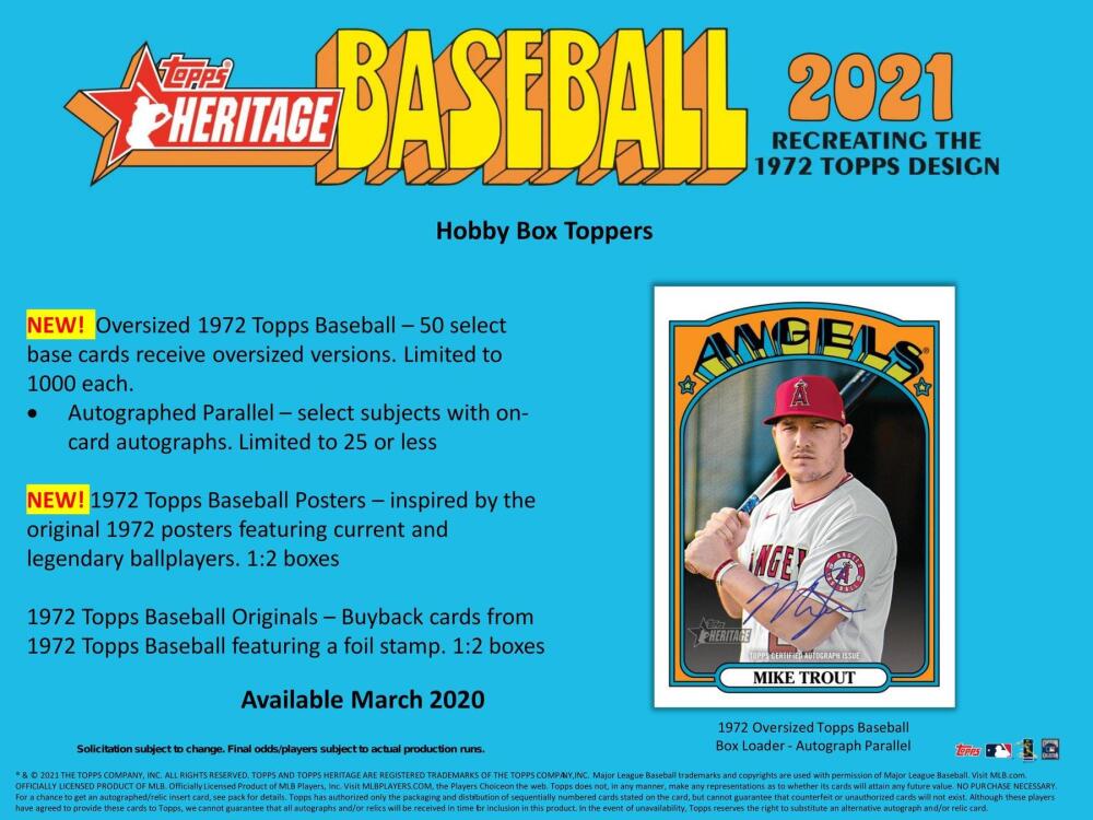 2021 Topps Heritage Baseball Hobby Box Image 9