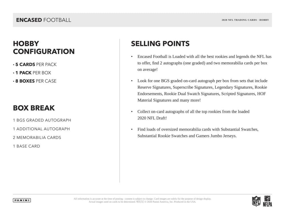 2020 Panini Encased Football Hobby Box Image 7