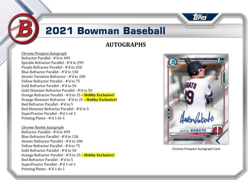 2021 Bowman Baseball Hobby Box Image 8