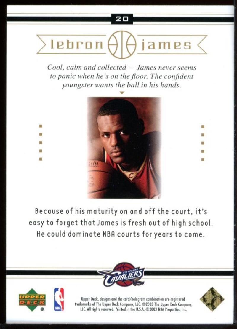 2003 Upper Deck #20 Wise Beyond his Years Lebron James Cavaliers NBA Rookie Card Image 2