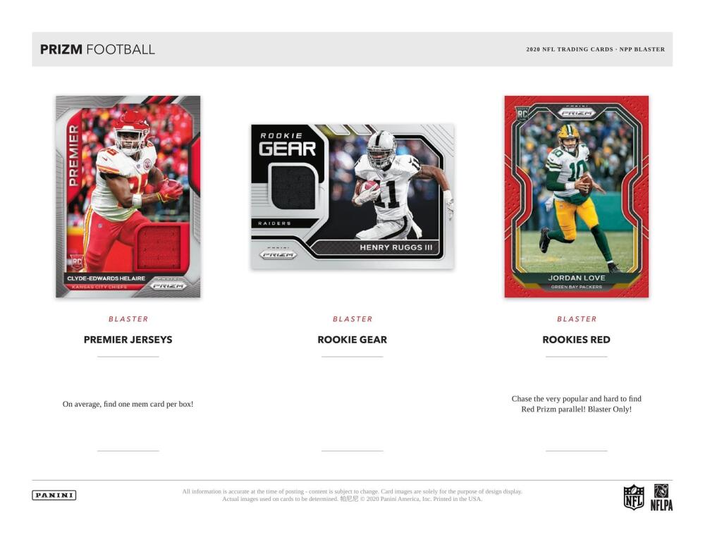 2020 Panini Prizm Football 6-Pack Blaster Box (Lazer Prizms) Image 5