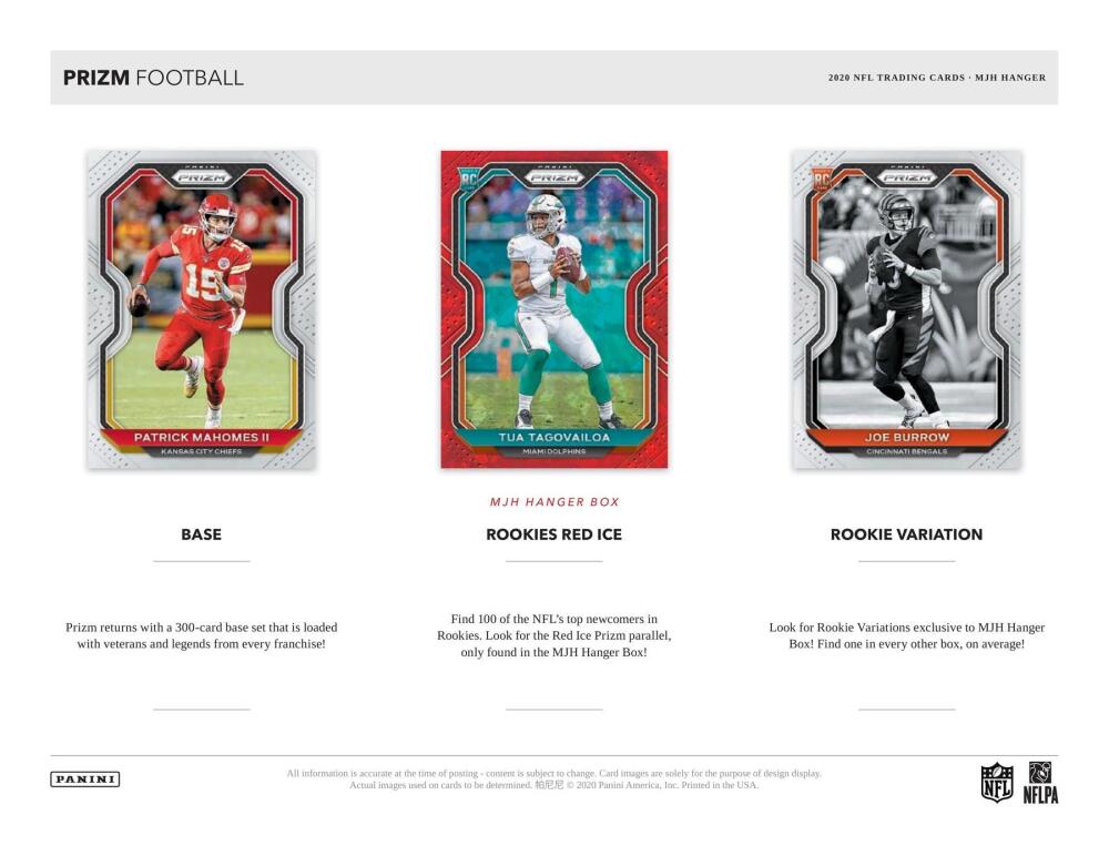 2020 Panini Prizm Football Hanger 20-Card Box (Red Ice Prizms) Image 4