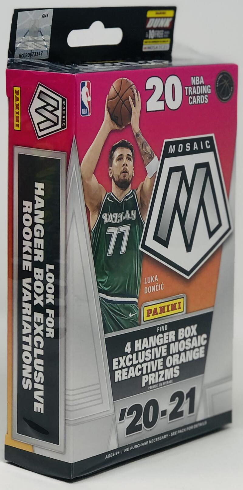 2020-21 Panini Mosaic Basketball 20 Card Hanger Box (Orange Reactive Prizms!) Image 1