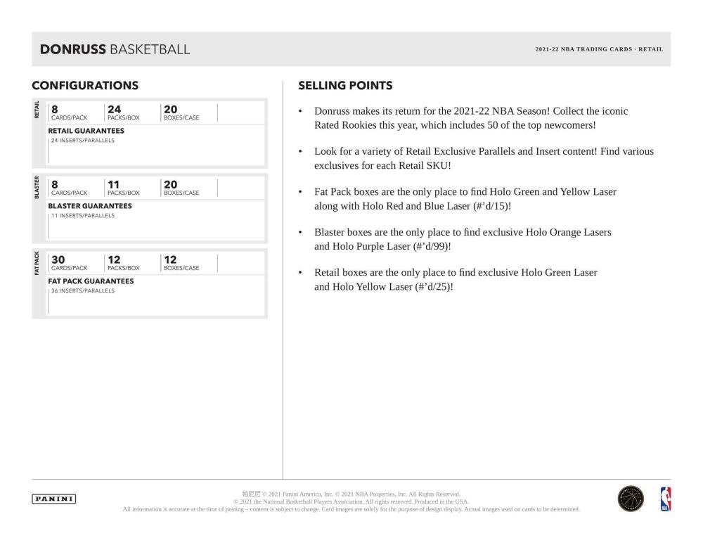 2021-22 Panini Donruss Basketball 11-Pack Blaster Box (Orange and Purple Laser Parallels!) Image 6