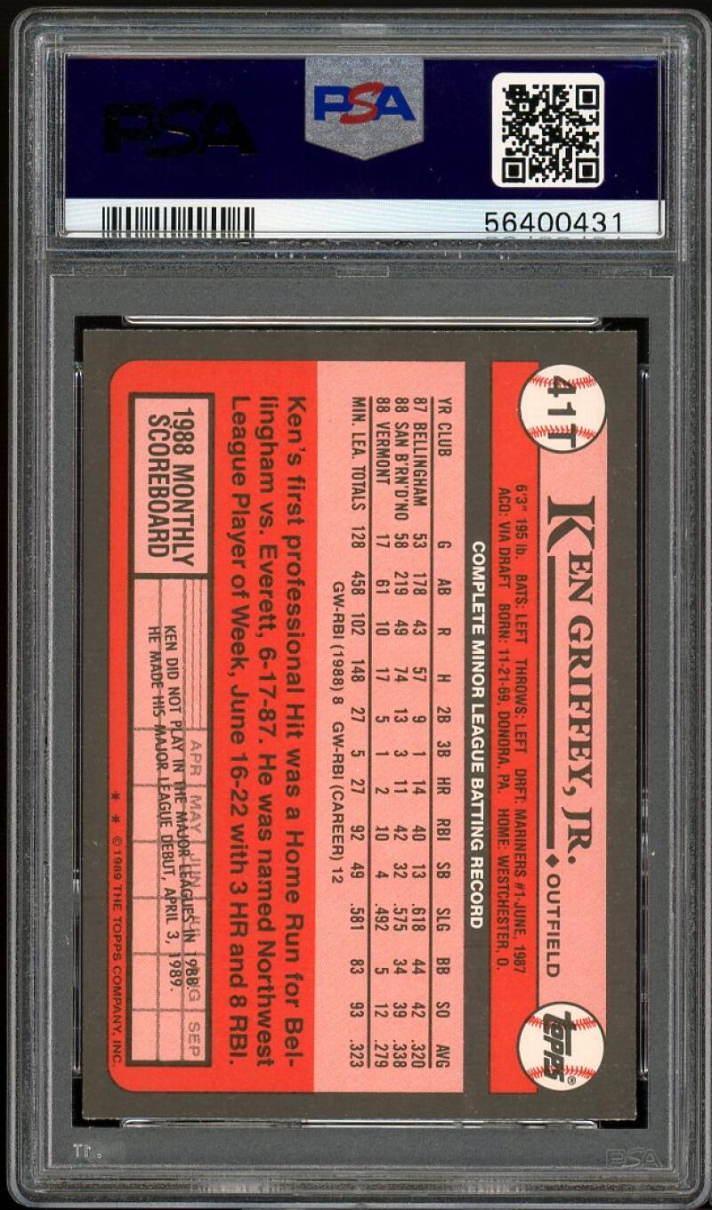 Ken Griffey Jr Rookie Card 1989 Topps Traded Update #41t Seattle Mariners PSA 9 Image 2