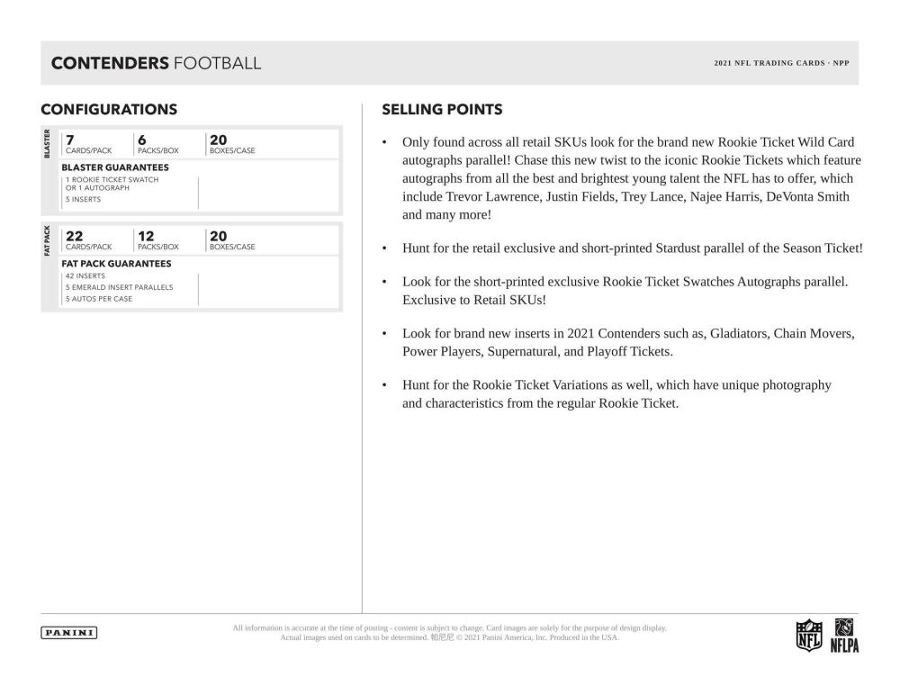 2021 Panini Contenders Football 6-Pack Blaster Box Image 6