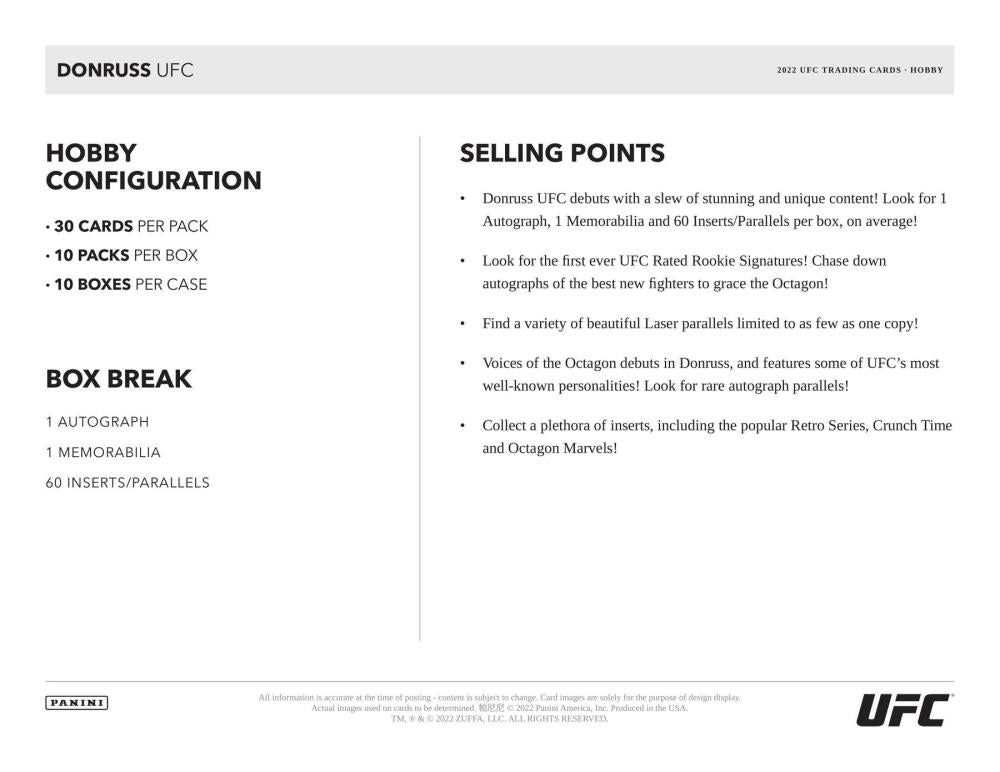 2022 Panini Donruss Combat UFC Hobby Box Image 7