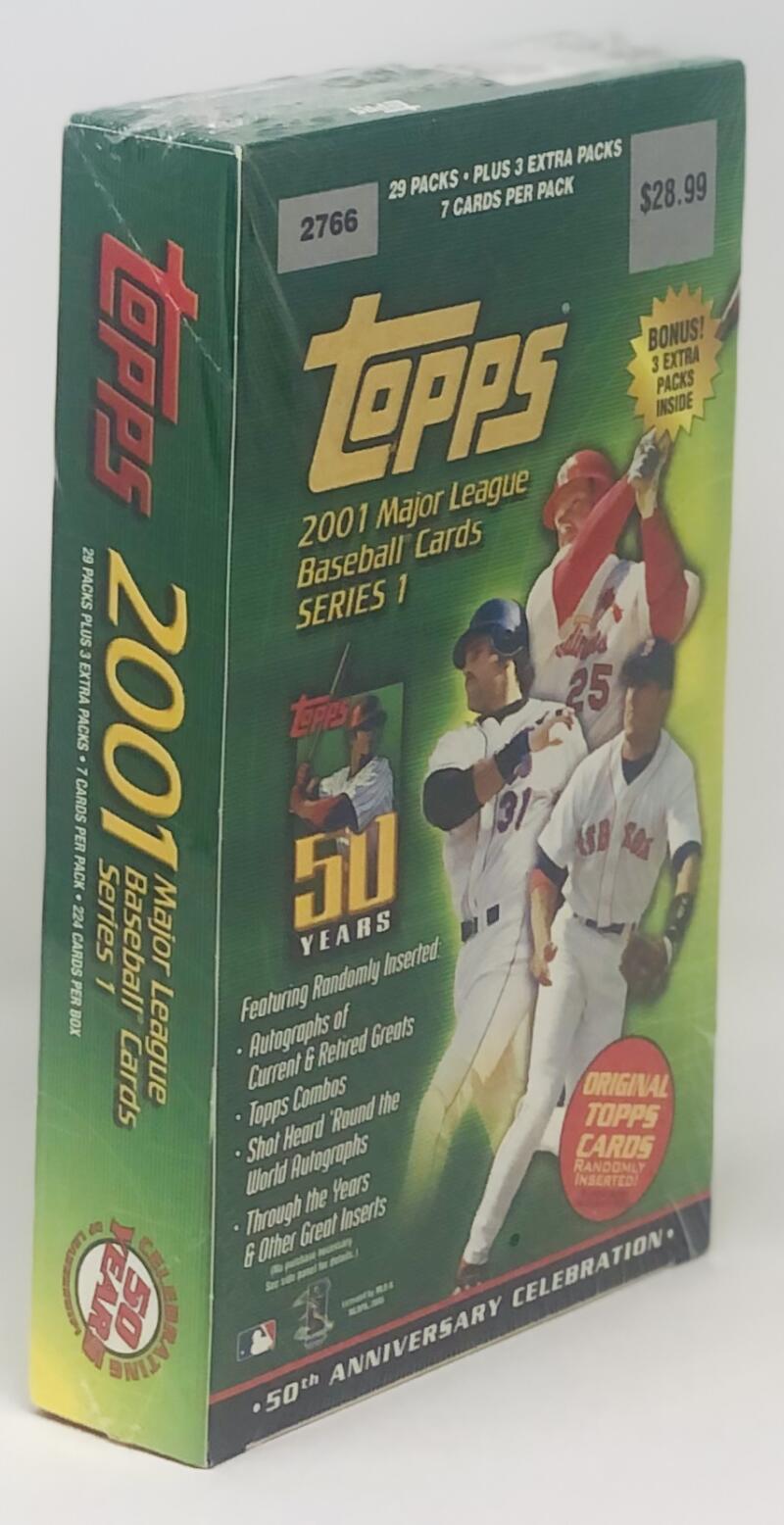 2001 Topps Series 1 50th Anniversary Green Baseball Box Image 1