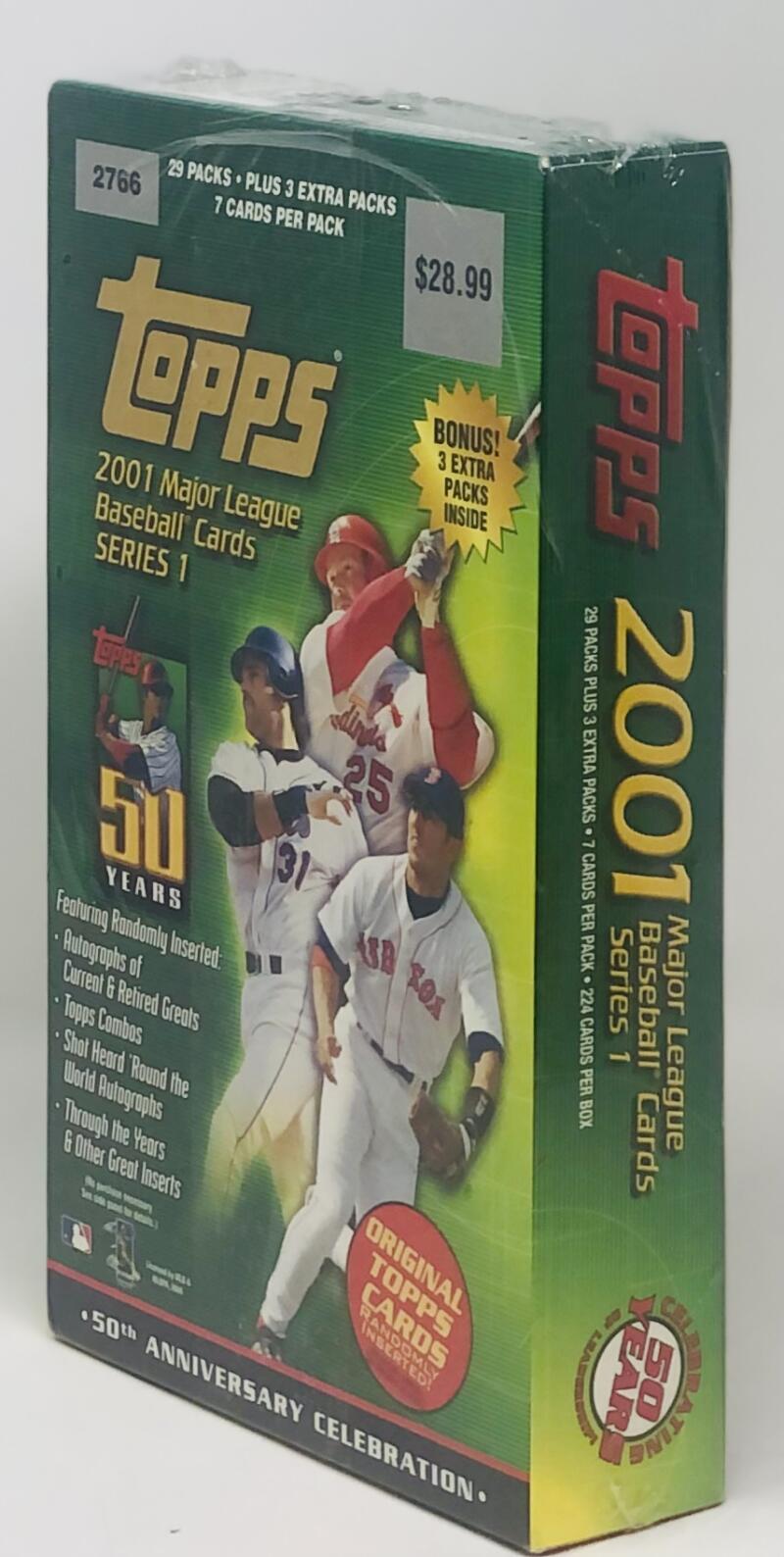 2001 Topps Series 1 50th Anniversary Green Baseball Box Image 2