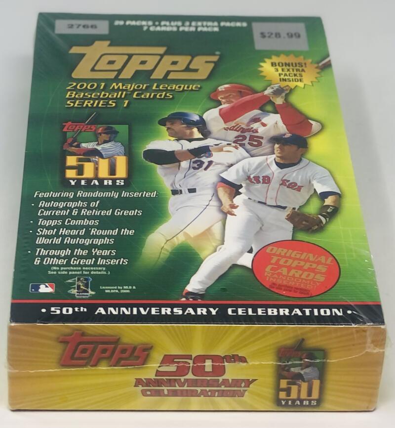 2001 Topps Series 1 50th Anniversary Green Baseball Box Image 3