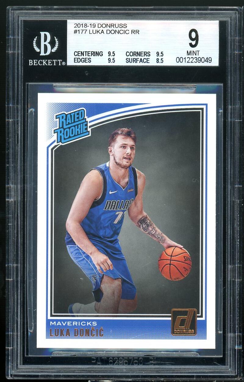 Luka Doncic Rookie Card 2018-19 Donruss #177 BGS 9 (9.5 9.5 9.5 8.5) Image 1