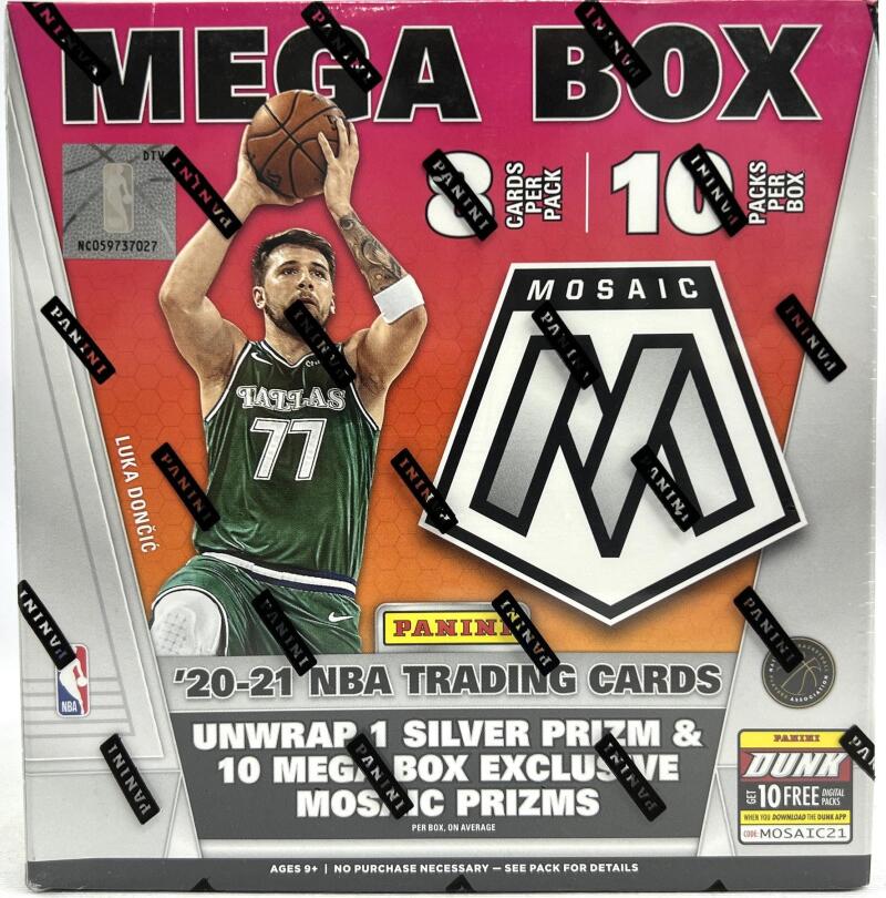 2020-21 Panini Mosaic Basketball Mega 80-Card Box (Pink Fluorescent Prizms!) Image 1