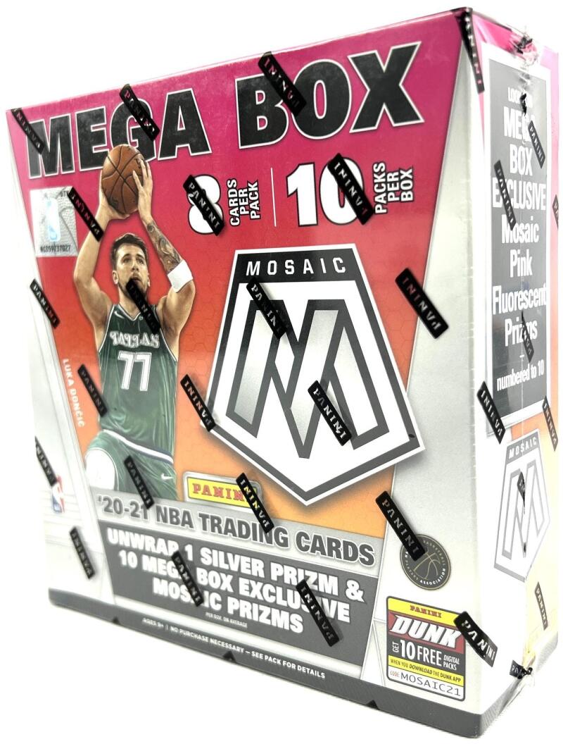 2020-21 Panini Mosaic Basketball Mega 80-Card Box (Pink Fluorescent Prizms!) Image 2