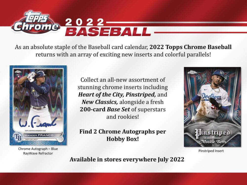 2022 Topps Chrome Baseball Hobby Box Image 3