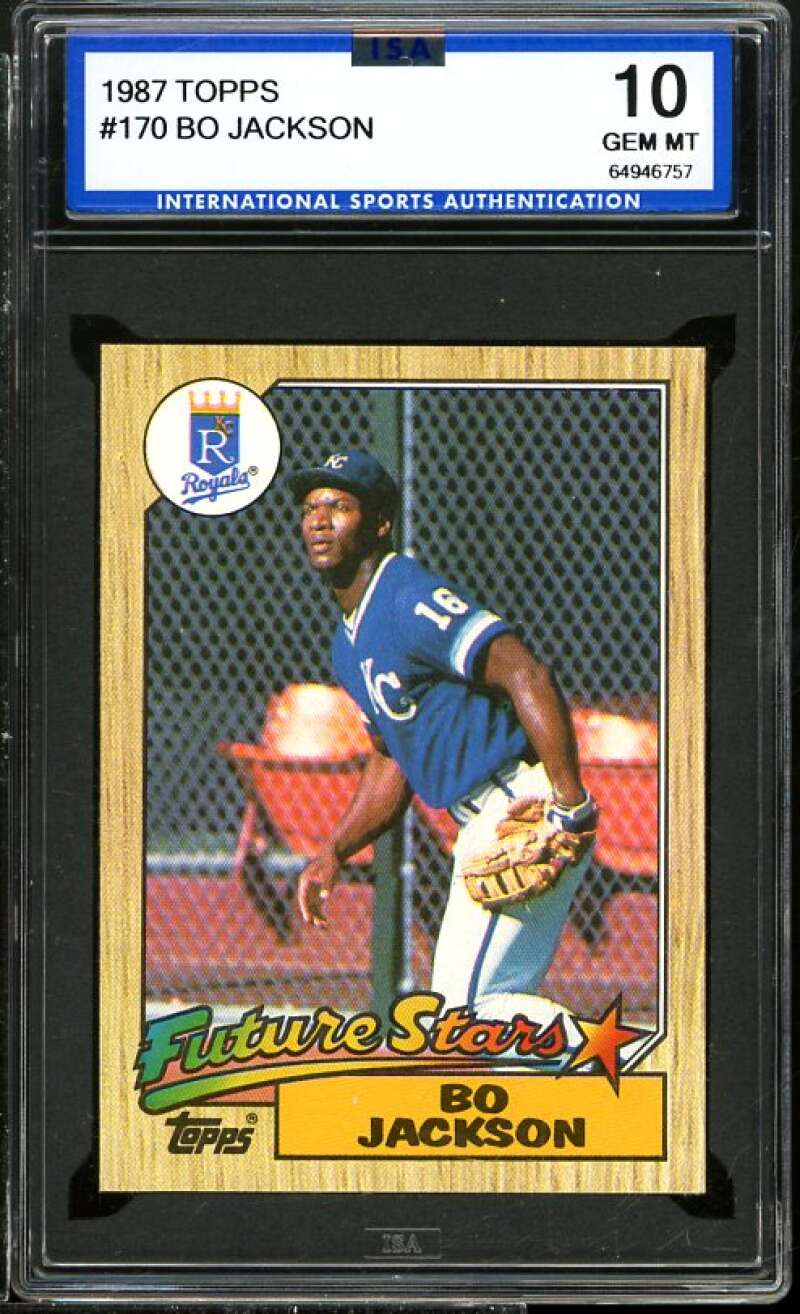 Bo Jackson Rookie Card 1987 Topps #170 ISA 10 GEM MINT Image 1