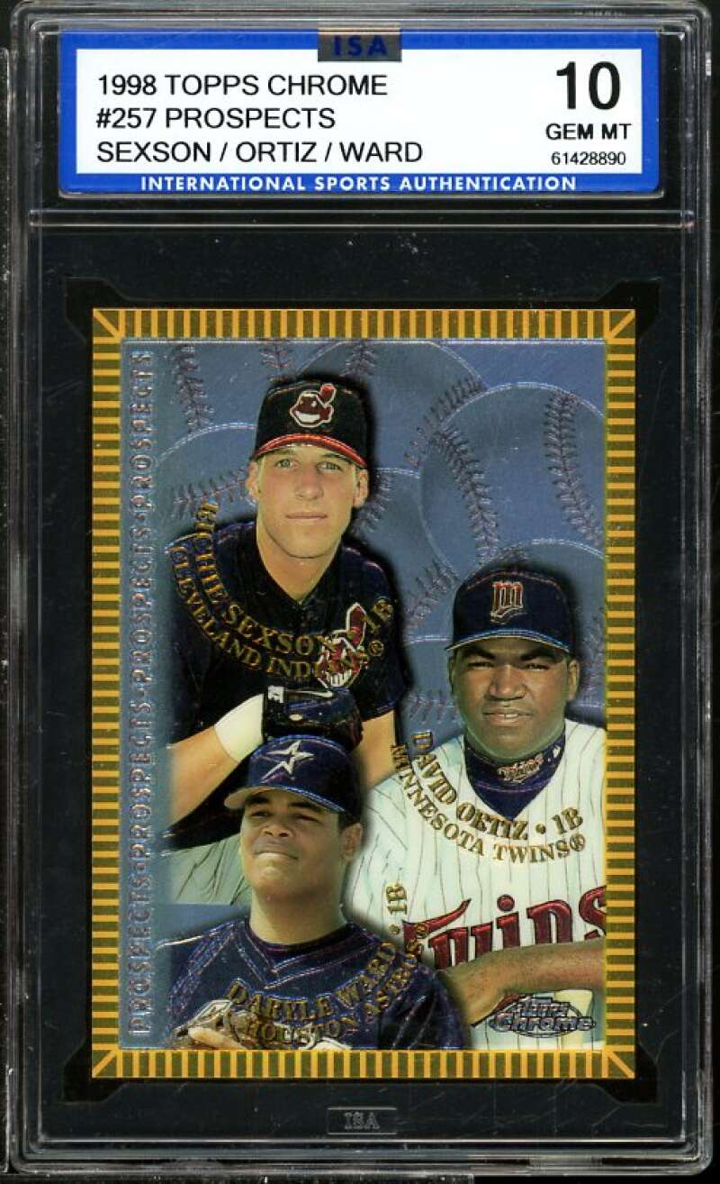 David Ortiz Rookie Card 1998 Topps Chrome #257 ISA 10 GEM MINT Image 1