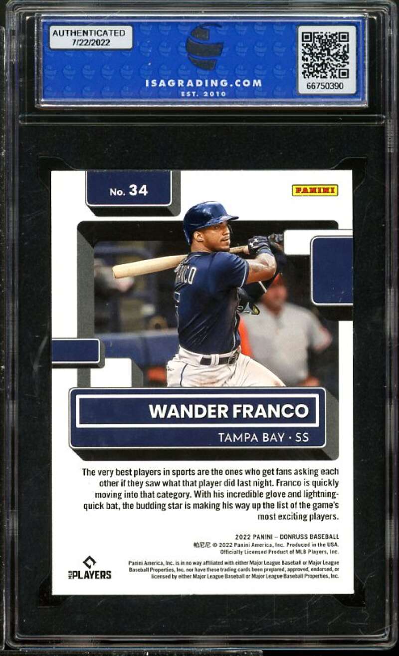 Wander Franco Rookie Card 2022 Donruss #34 ISA 9 MINT Image 2