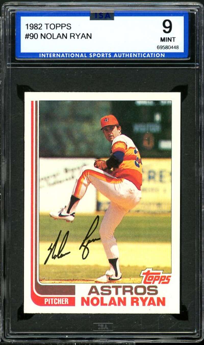 Nolan Ryan Card 1982 Topps #90 ISA 9 MINT Image 1