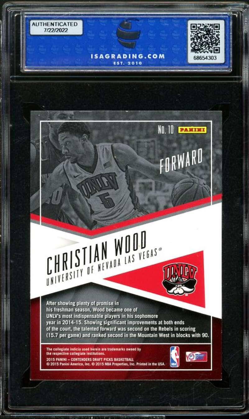 Christian Wood Rookie Card 2015-16 Panini Contenders DP SC #10 ISA 8.5 NM-MT+ Image 2