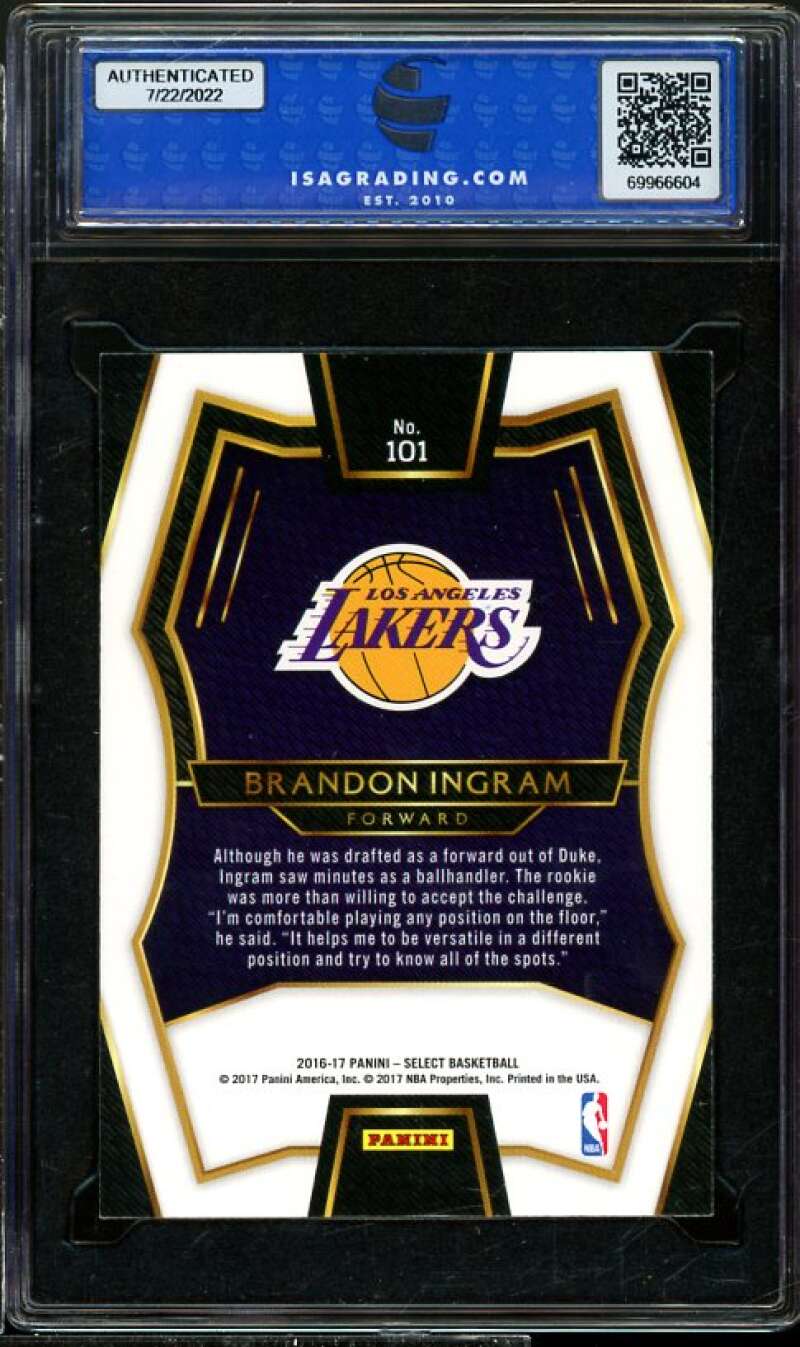 Brandon Ingram Rookie Card 2016-17 Panini Select #101 ISA 9 MINT Image 2