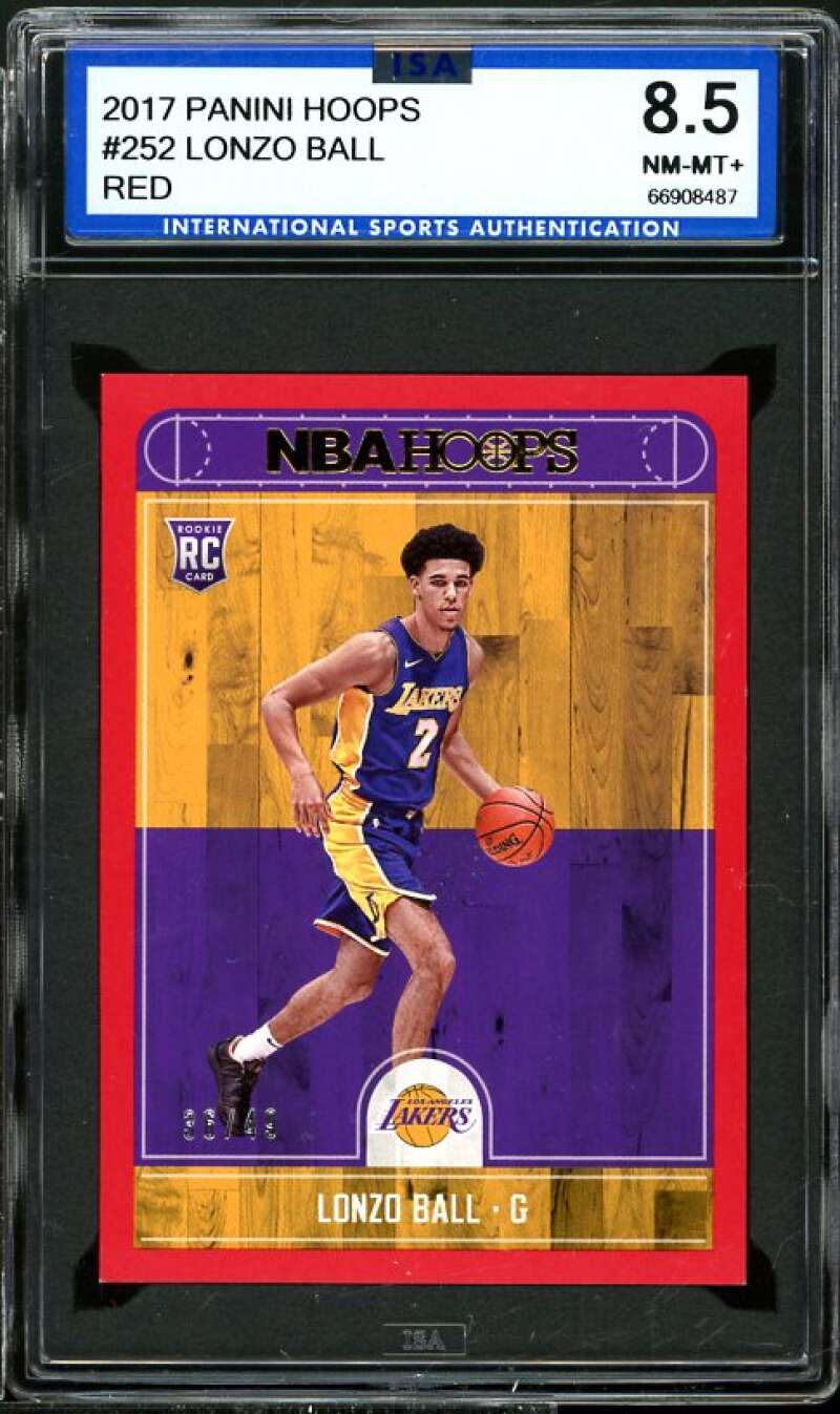 Lonzo Ball Rookie Card 2017-18 Hoops Red #252 ISA 8.5 NM-MT+ Image 1