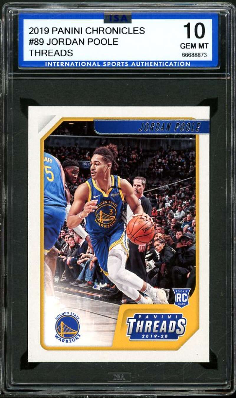 Jordan Poole Rookie Card 2019-20 Panini Chronicles Threads #89 ISA 10 GEM MINT Image 1