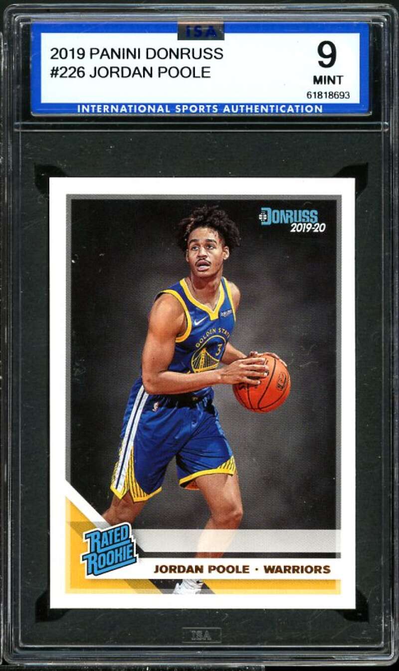 Jordan Poole Rookie Card 2019-20 Panini Donruss #226 ISA 9 MINT Image 1