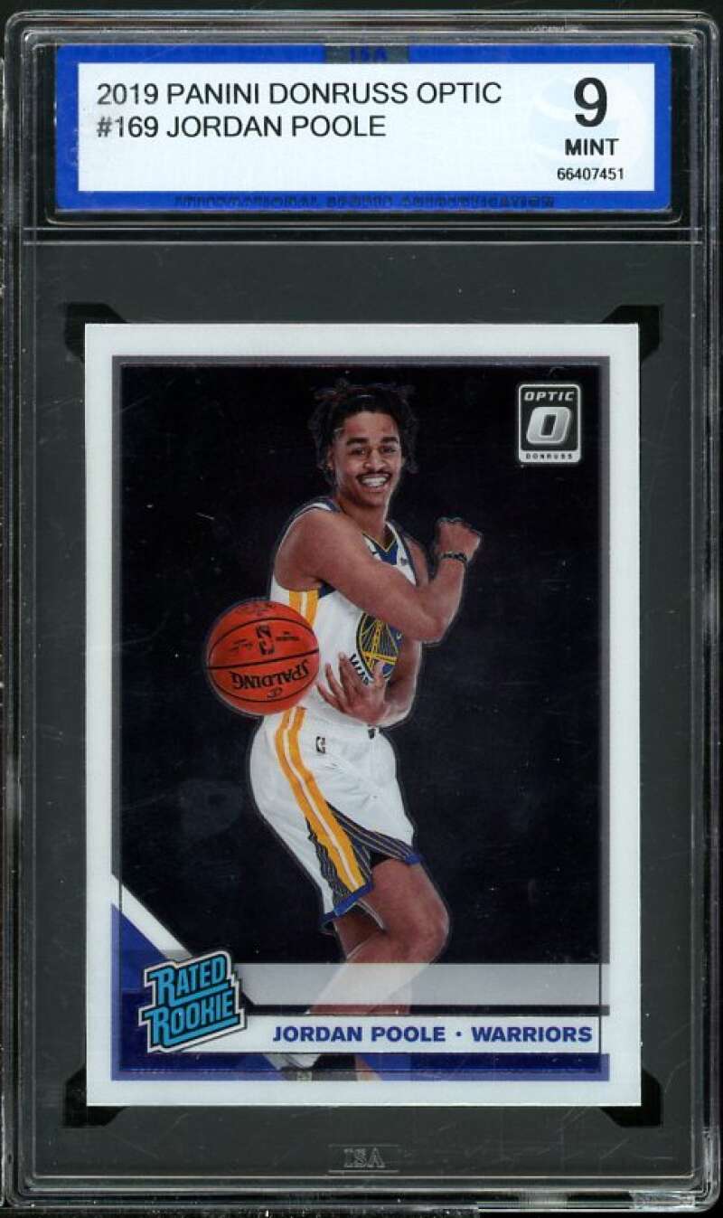 Jordan Poole Rookie Card 2019-20 Panini Donruss Optic #169 ISA 9 MINT Image 1