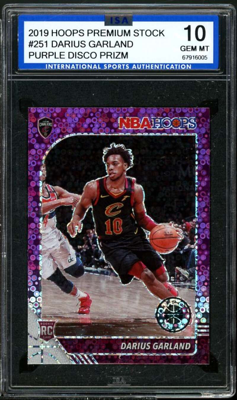 Darius Garland Rookie 2019-20 Hoops Premium Purple Disco Prizm #251 ISA 10 GEM Image 1