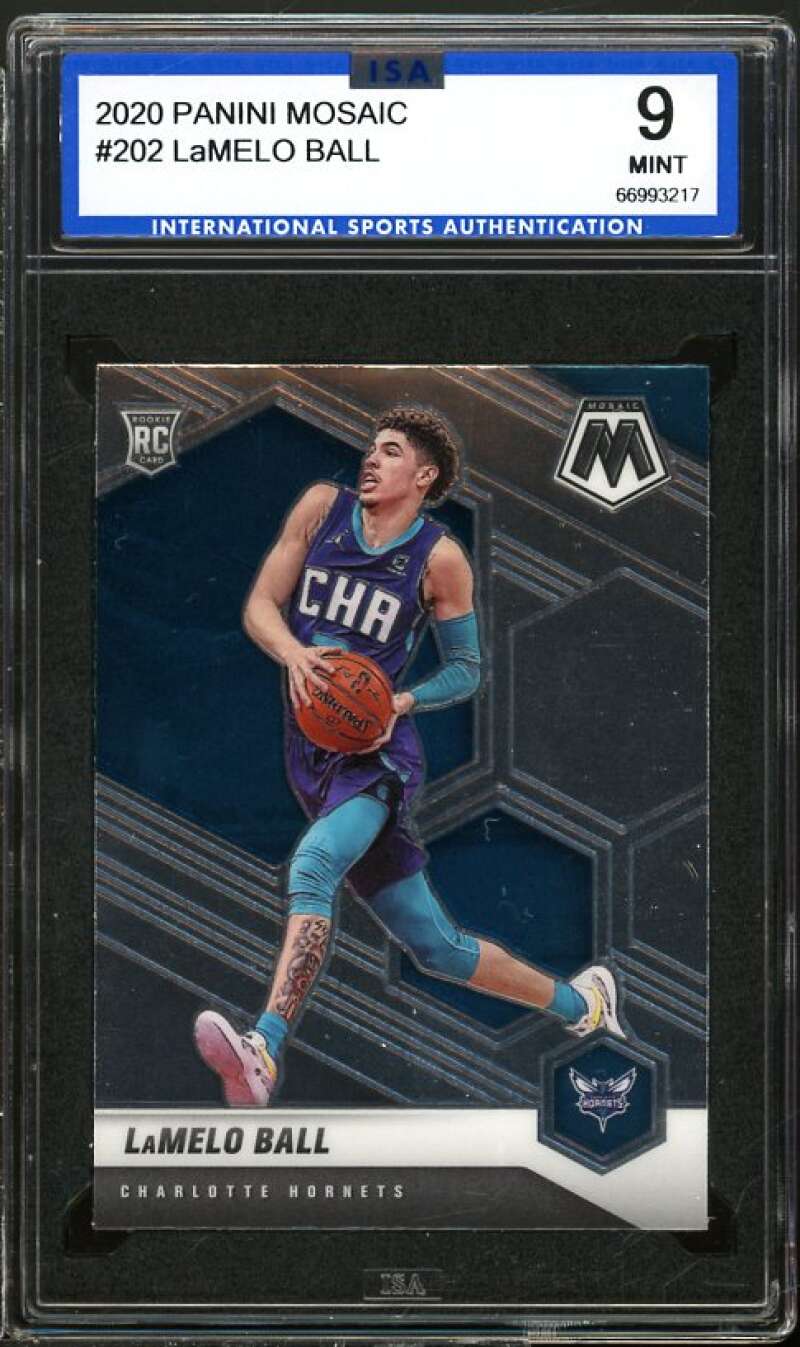 LaMelo Ball Rookie Card 2020-21 Panini Mosaic #202 ISA 9 MINT Image 1