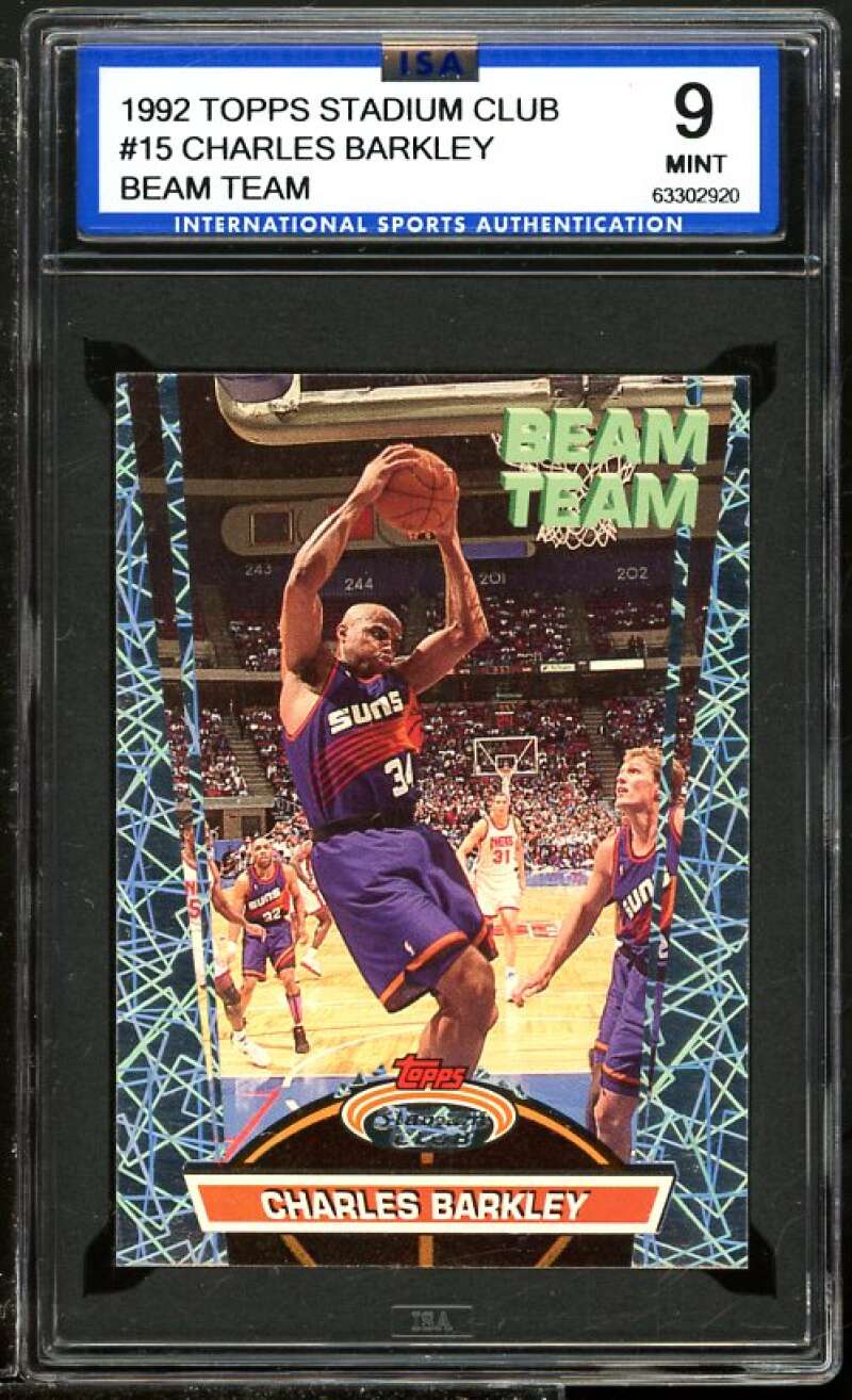 Charles Barkley Card 1992-93 Stadium Club Beam Team #15 ISA 9 MINT Image 1