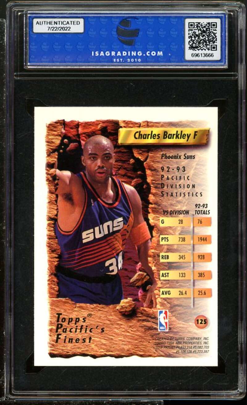 Charles Barkley Card 1993-94 Finest Refractor #125 ISA 8.5 NM-MT+ Image 2