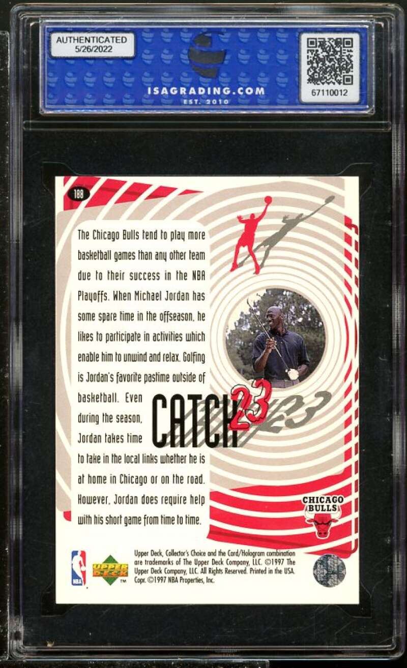 Michael Jordan Card 1997-98 Collector's Choice #188 ISA 10 GEM MINT Image 2