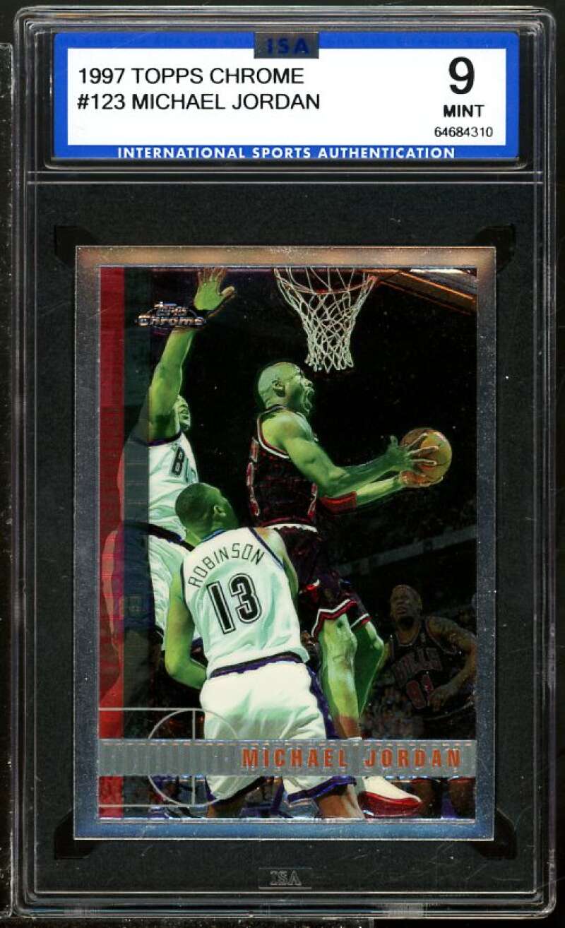 Michael Jordan Card 1997-98 Topps Chrome #123 ISA 9 MINT Image 1