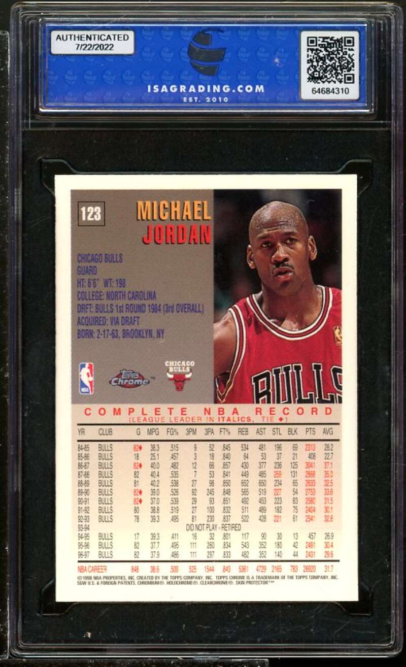 Michael Jordan Card 1997-98 Topps Chrome #123 ISA 9 MINT Image 2