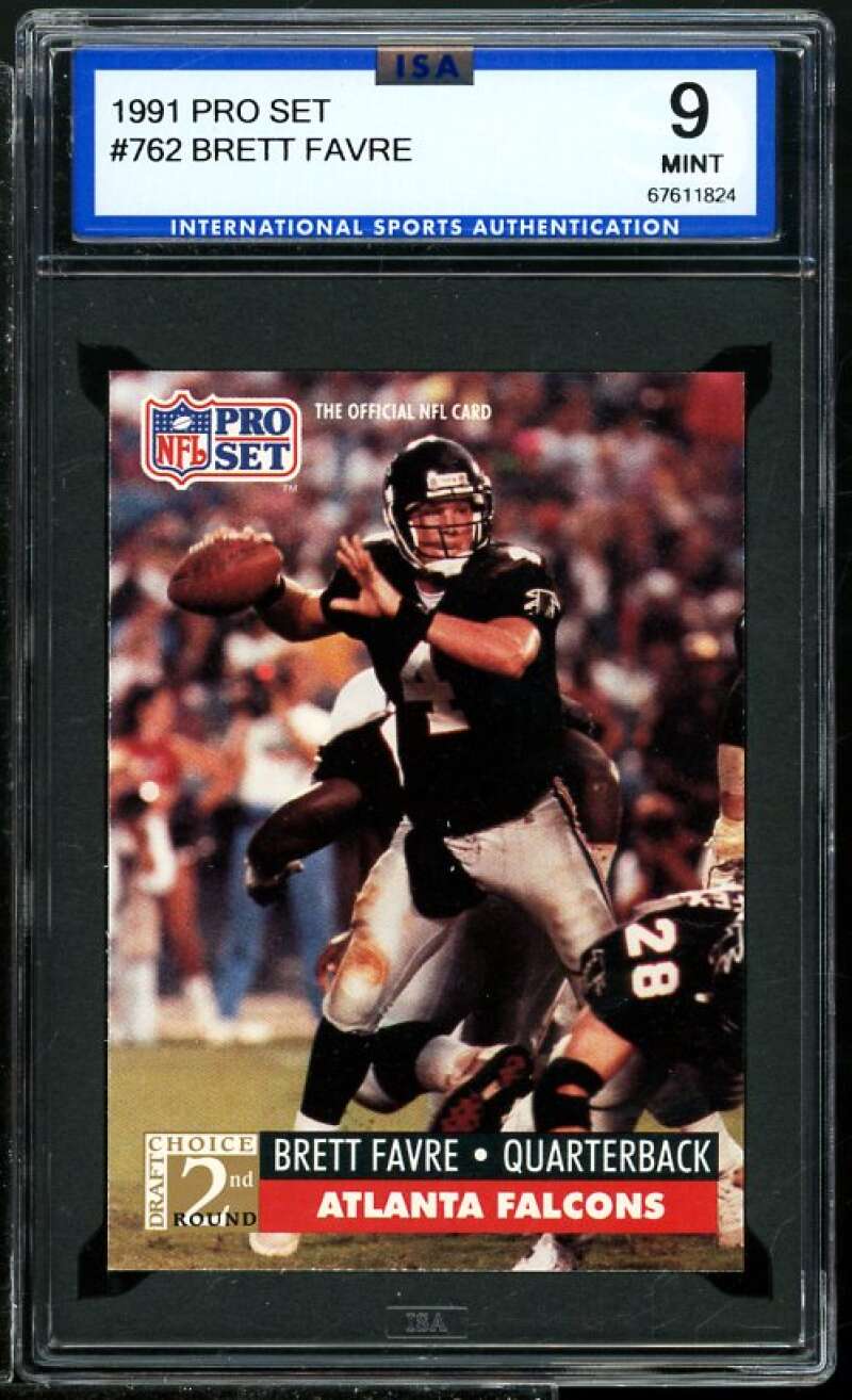 Brett Favre Rookie Card 1991 Pro Set #762 ISA 9 MINT Image 1