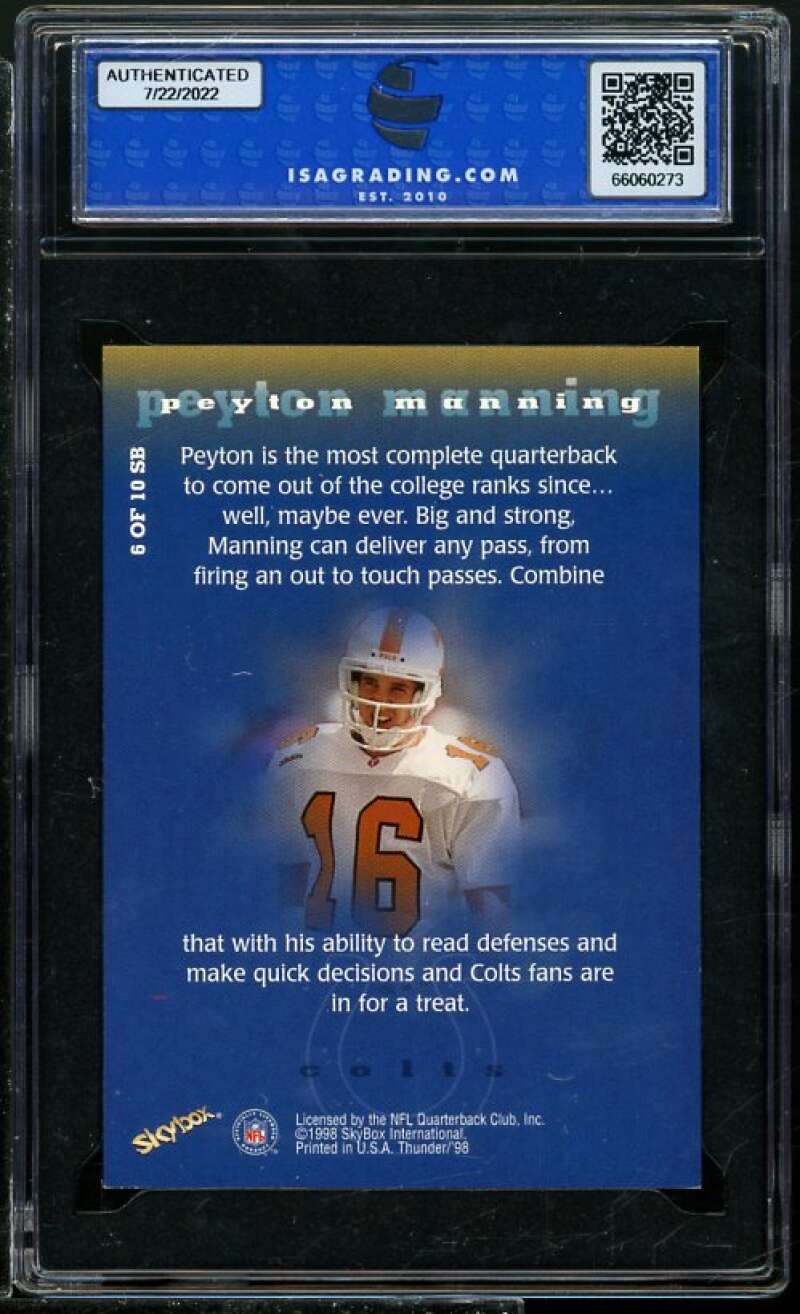 Peyton Manning Rookie Card 1998 Skybox Thunder Starburst #6 ISA 8.5 NM-MT+ Image 2