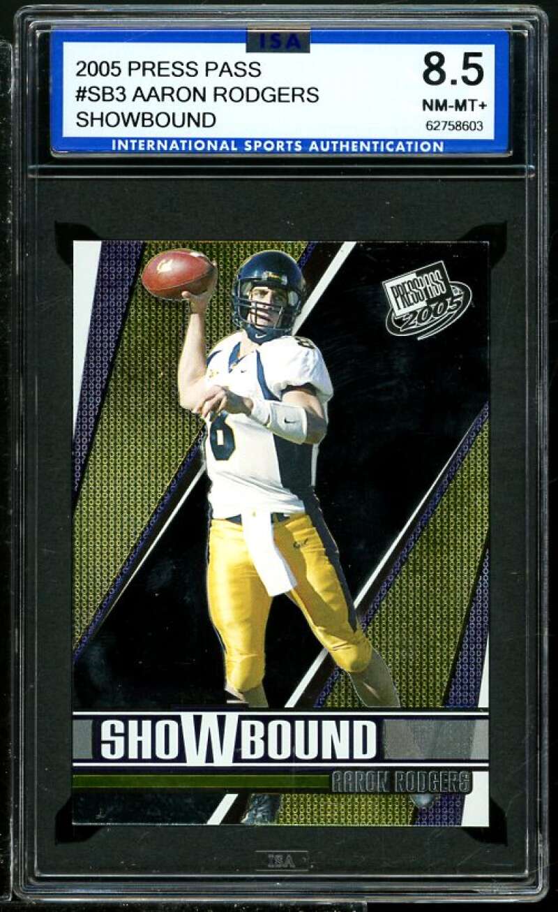 Aaron Rodgers Rookie Card 2005 Press Pass Showbound #SB3 ISA 8.5 NM-MT+ Image 1