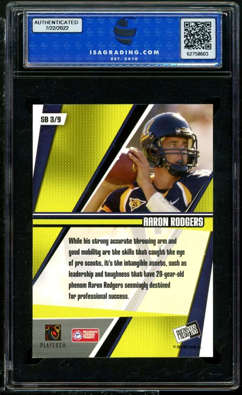 Aaron Rodgers Rookie Card 2005 Press Pass Showbound #SB3 ISA 8.5 NM-MT+ Image 2