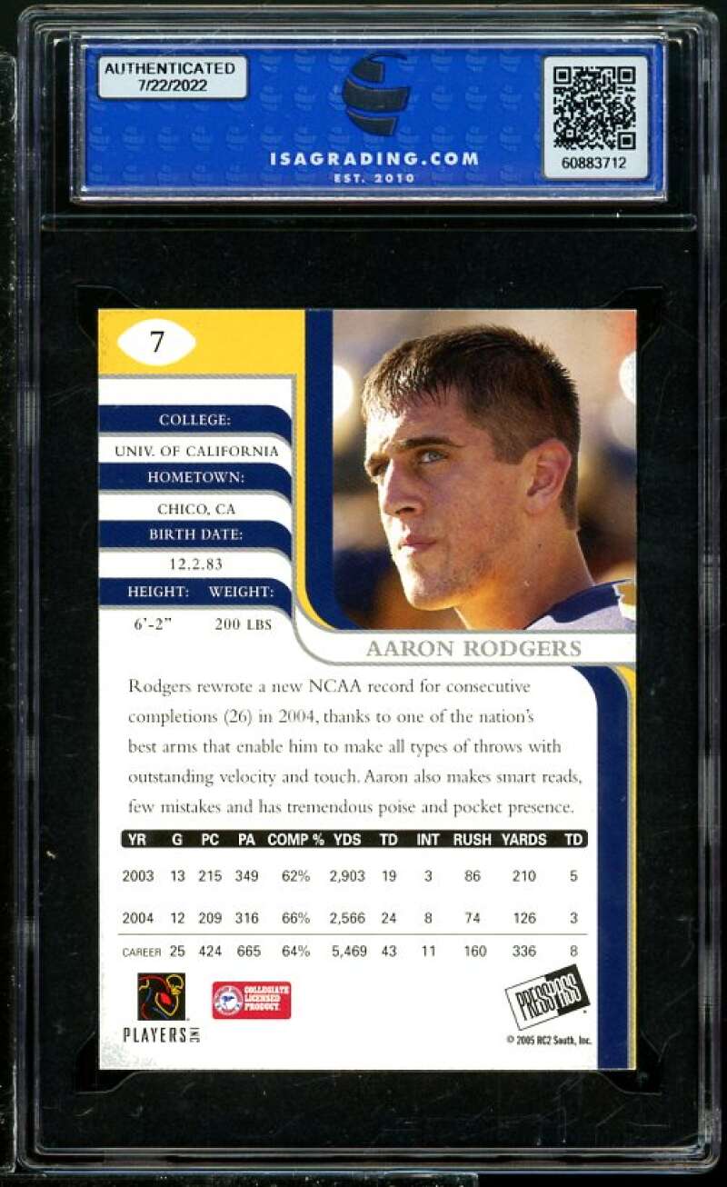 Aaron Rodgers Rookie Card 2005 Press Pass SE #7 ISA 8.5 NM-MT+ Image 2