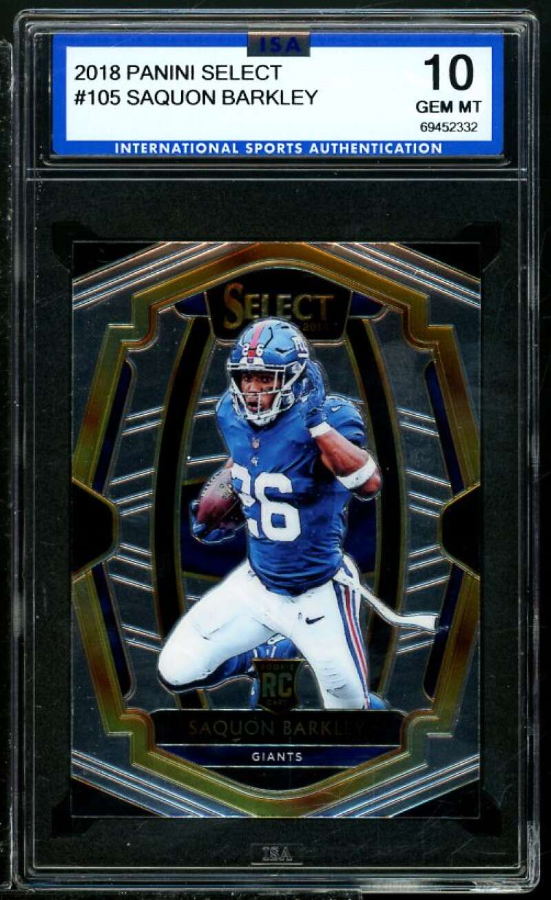 Saquon Barkley Rookie Card 2018 Panini Select #105 ISA 10 GEM MINT Image 1