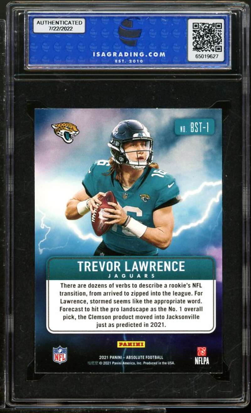 Trevor Lawrence Rookie Card 2021 Panini Absolute By Storm #BST-1 ISA 10 GEM MINT Image 2