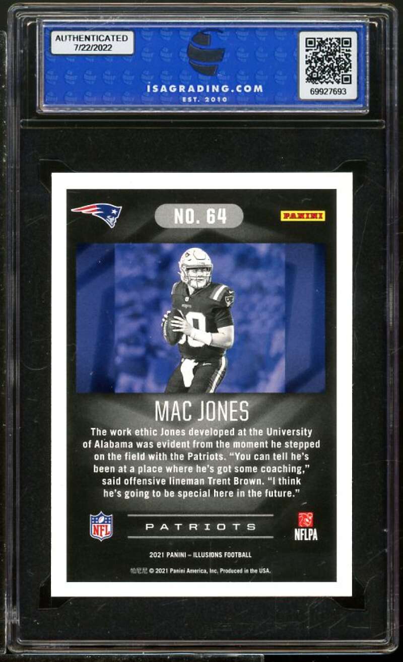 Mac Jones Rookie Card 2021 Panini Illusions Retail #64 ISA 9 MINT Image 2