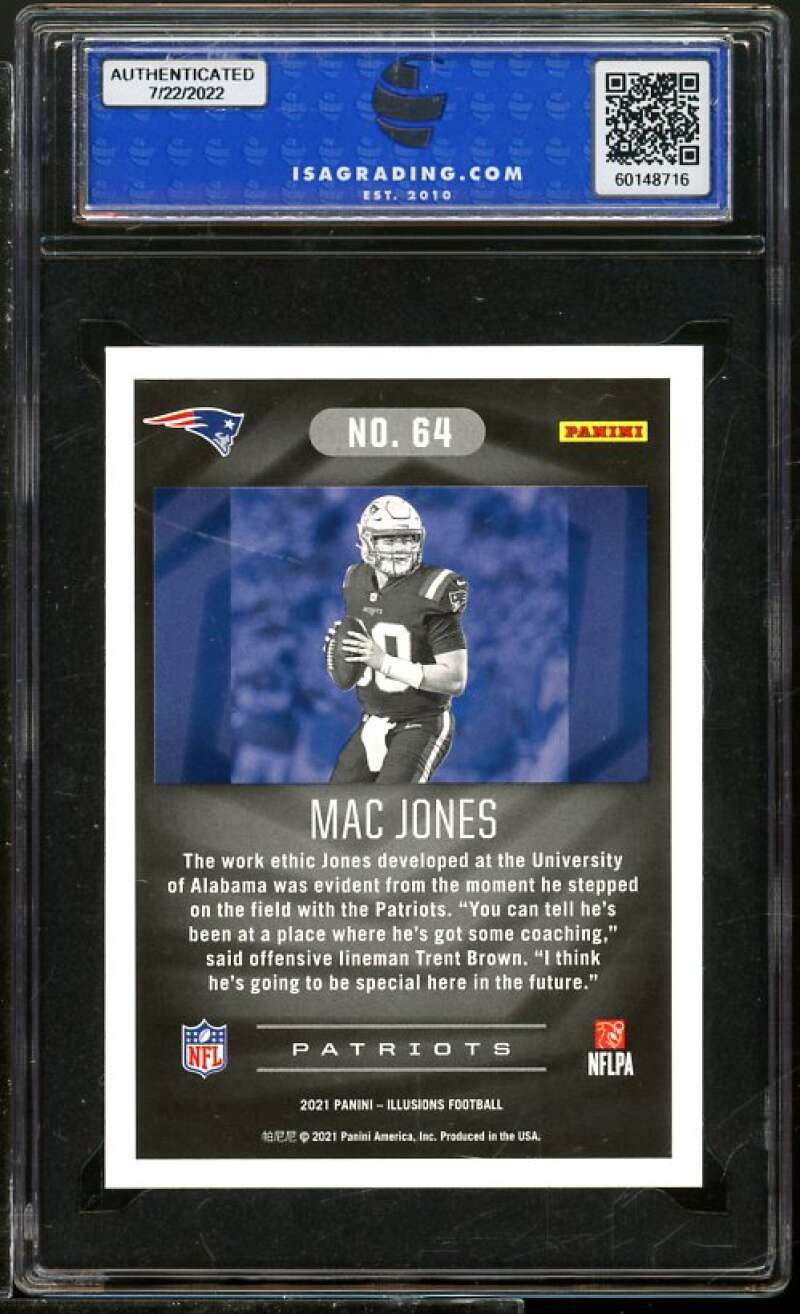 Mac Jones Rookie Card 2021 Panini Illusions Retail #64 ISA 9 MINT Image 2