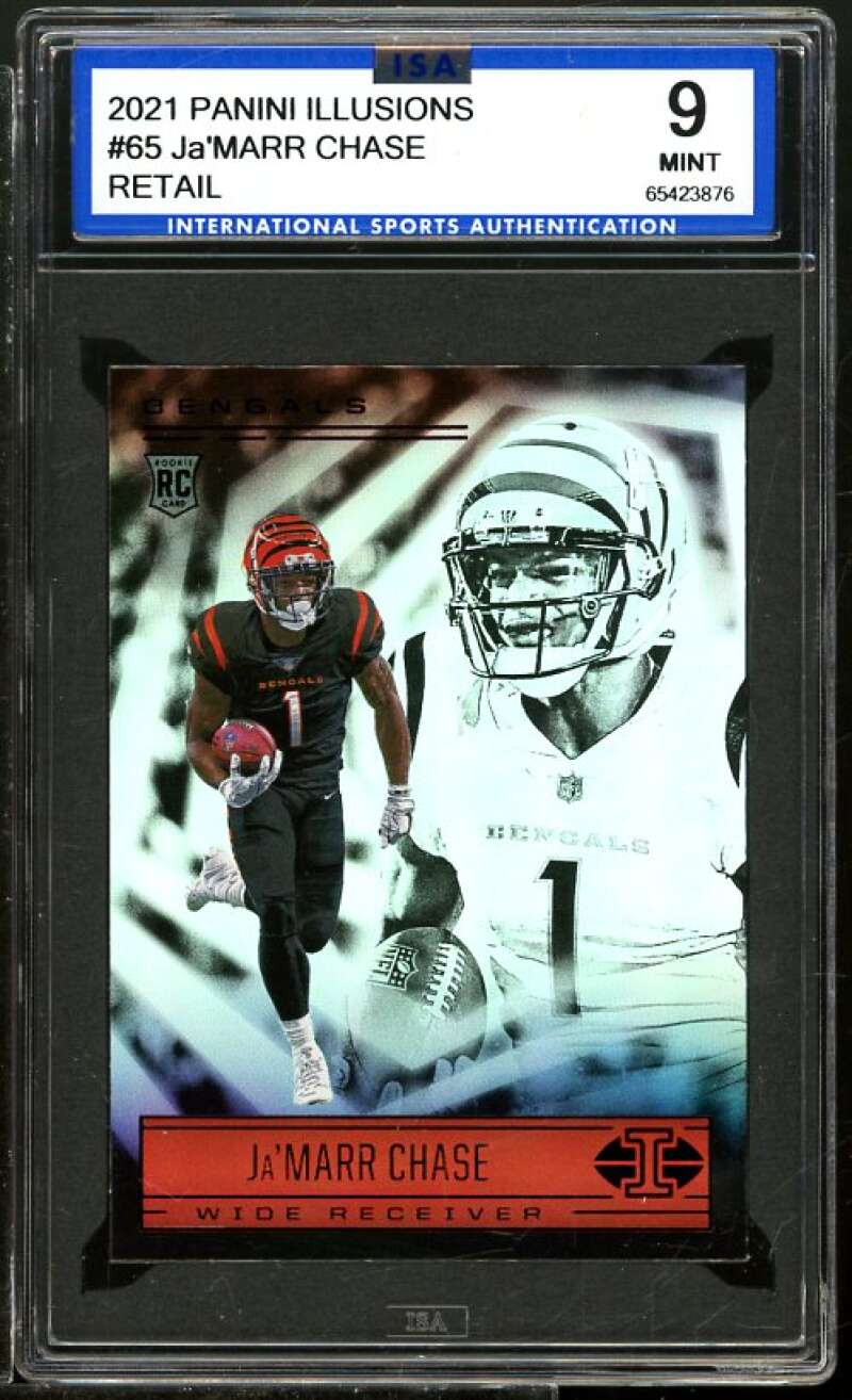 Ja'Marr Chase Rookie Card 2021 Panini Illusions Retail #65 ISA 9 MINT Image 1