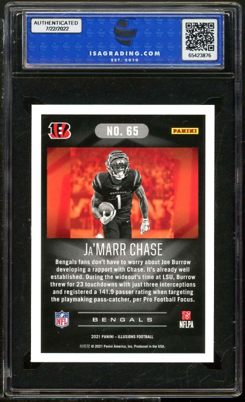 Ja'Marr Chase Rookie Card 2021 Panini Illusions Retail #65 ISA 9 MINT Image 2