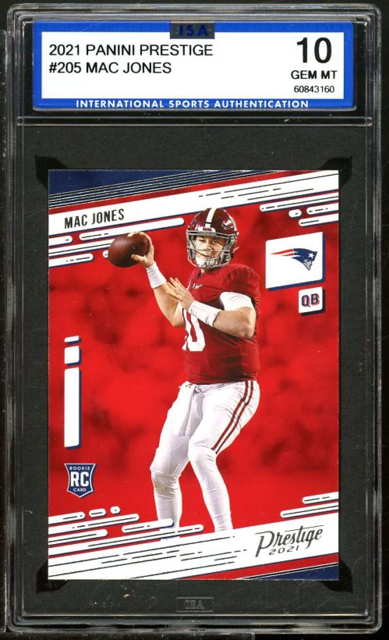 Mac Jones Rookie Card 2021 Panini Prestige #205 ISA 10 GEM MINT Image 1