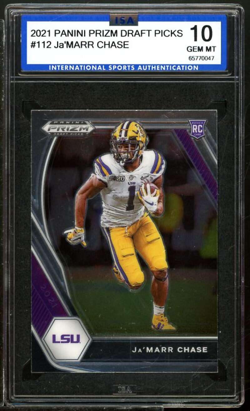 Ja'Marr Chase Rookie Card 2021 Panini Prizm Draft Picks #112 ISA 10 GEM MINT Image 1