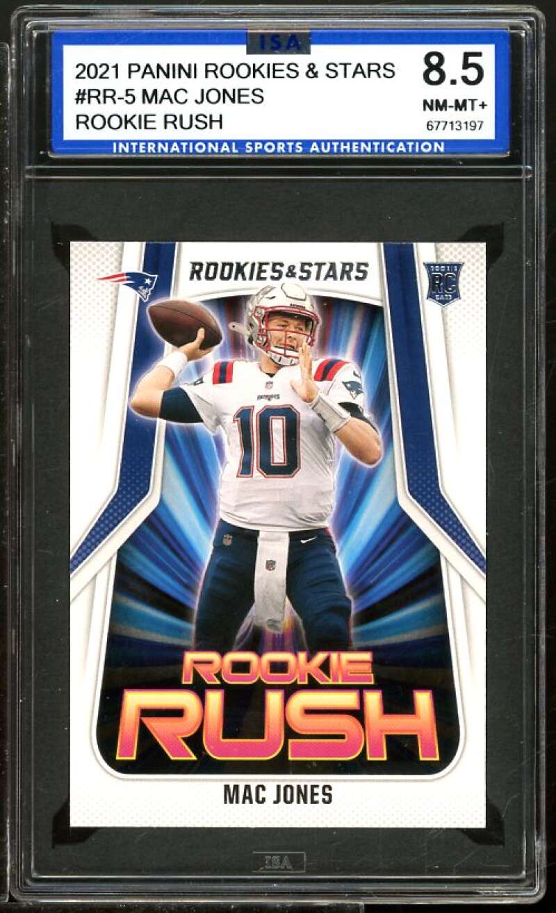 Mac Jones Rookie Card 2021 Rookies &amp; Stars Rookie Rush #RR-5 ISA 8.5 NM-MT+ Image 1