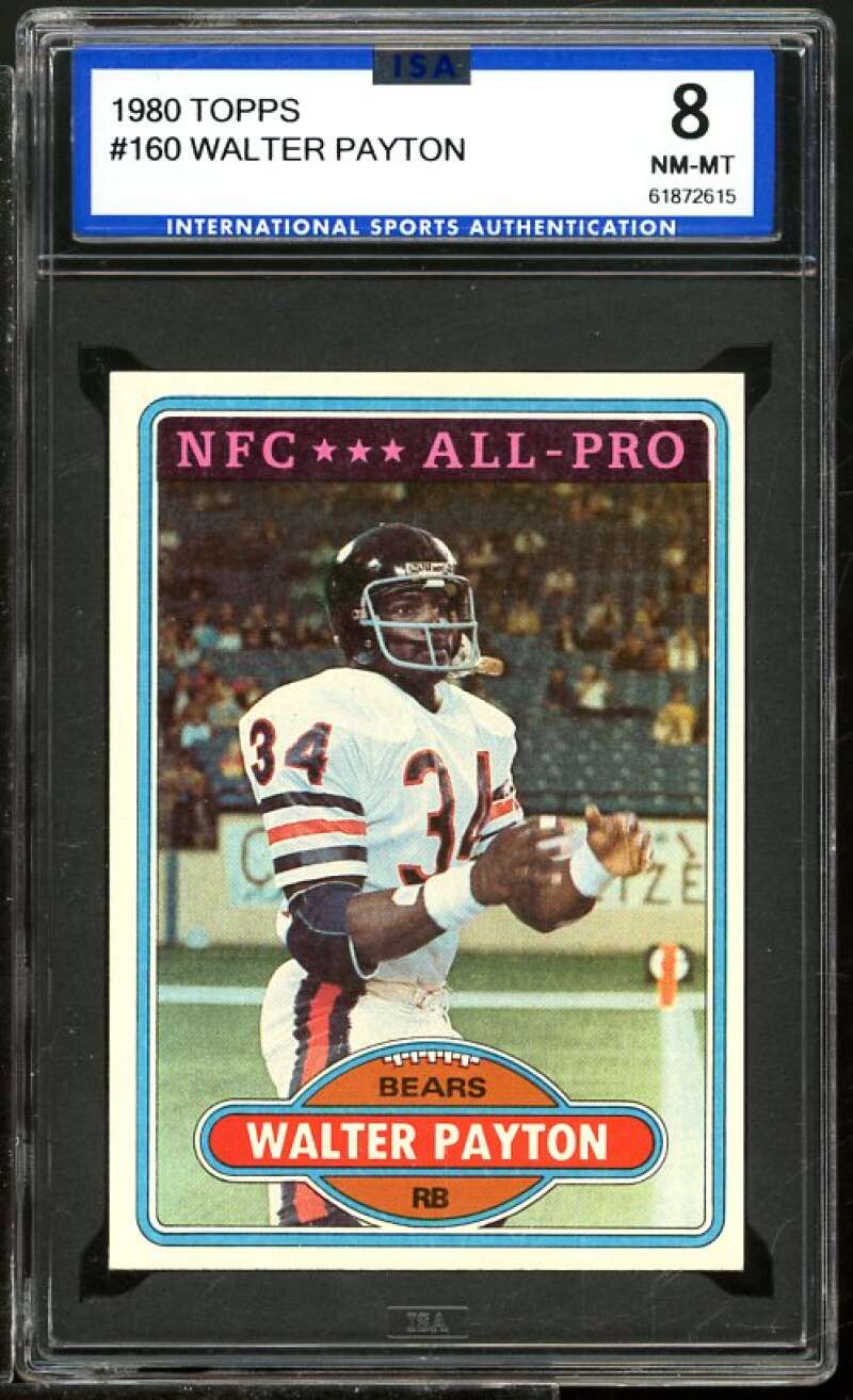 Walter Payton Card 1980 Topps #160 ISA 8 NM-MT Image 1